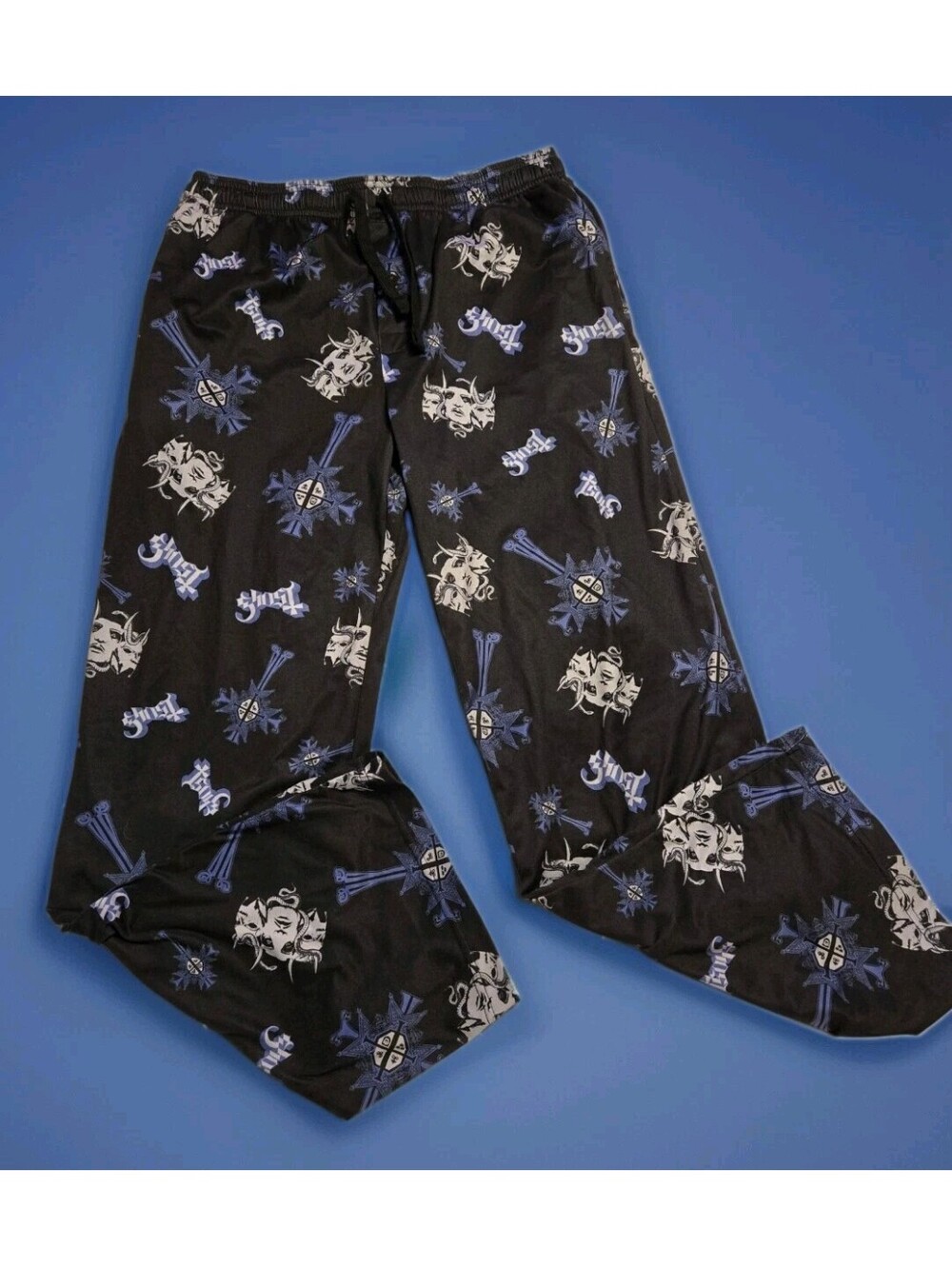 Ghost Band Pajama Pants sz M Hot Topic Icons Allover Print Lounge Sleep Pj Black
